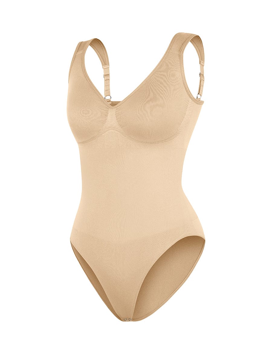 Diamond-Neck Bodysuit Met Slip