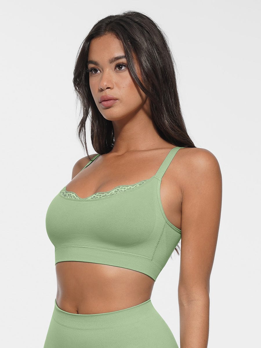 Monavida Soft Lace BH in beige — close-up onderband