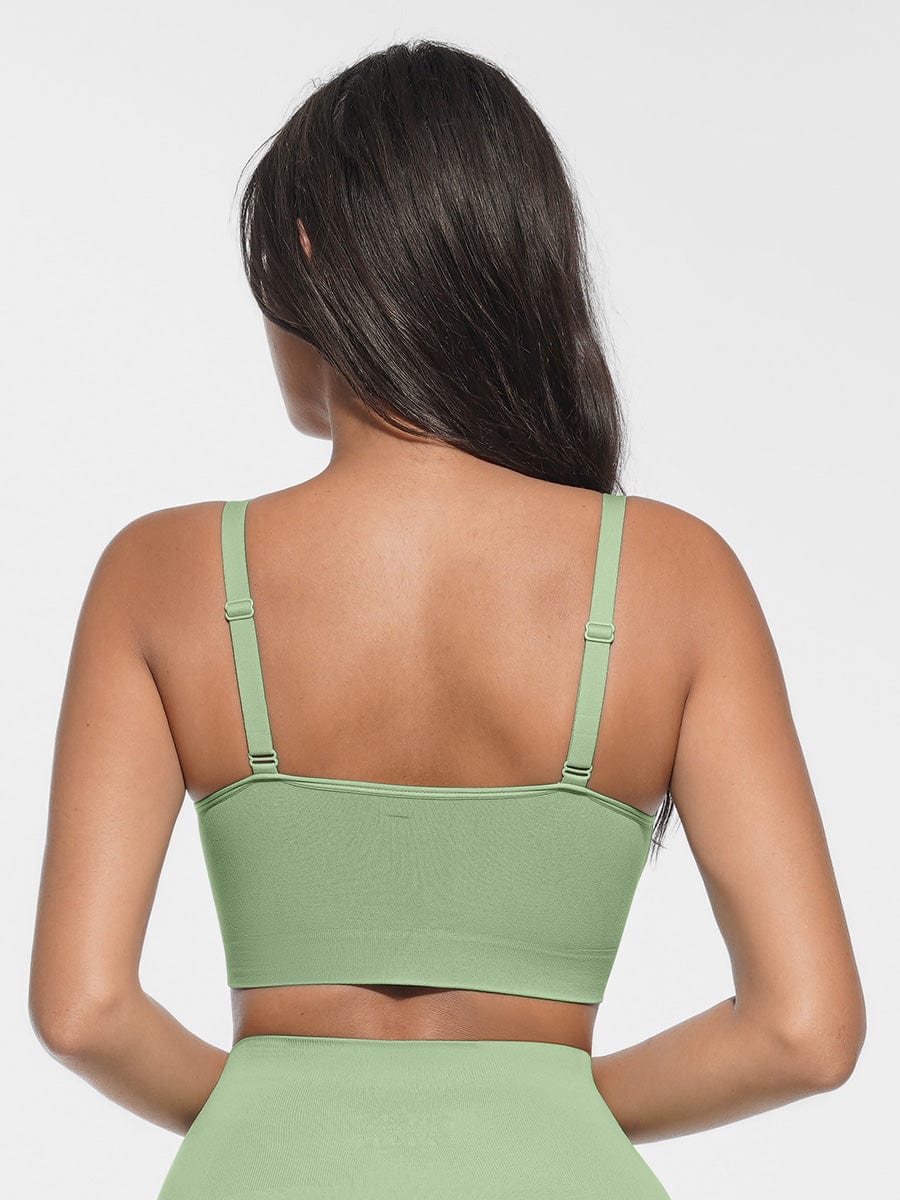 Monavida Soft Lace BH in beige — back view met brede gladde achterkant