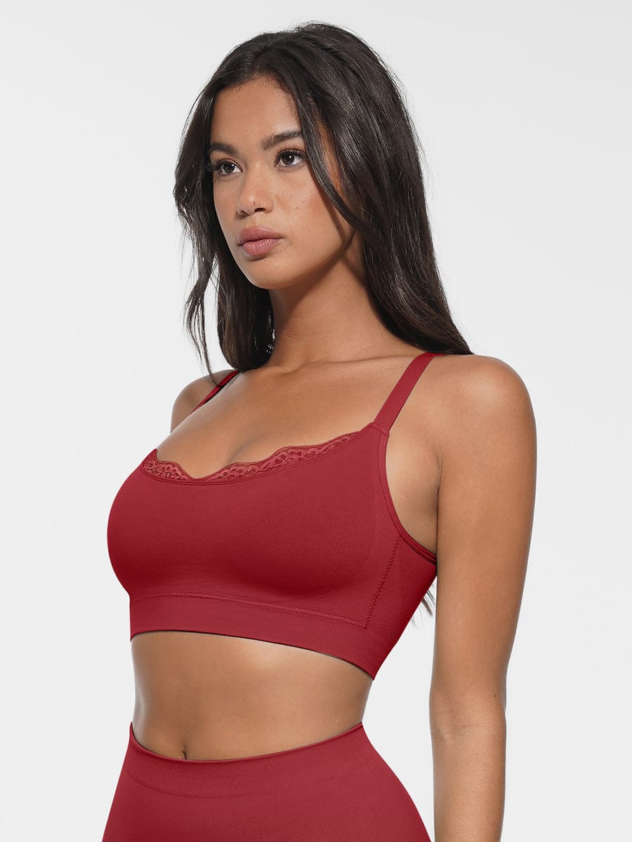 Monavida Soft Lace BH in rood — zij-aanzicht