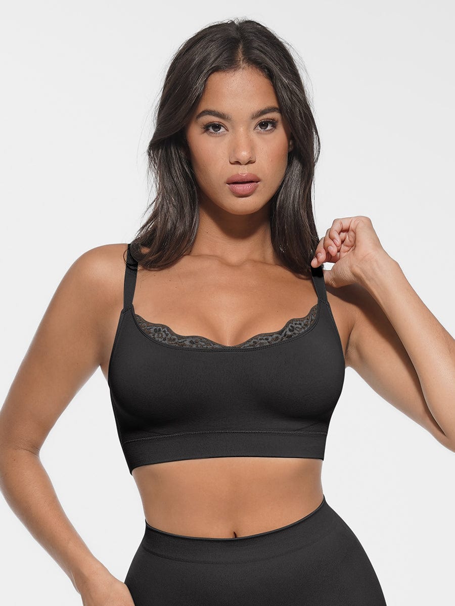 Monavida Soft Lace BH in licht groen — front view scoop neck