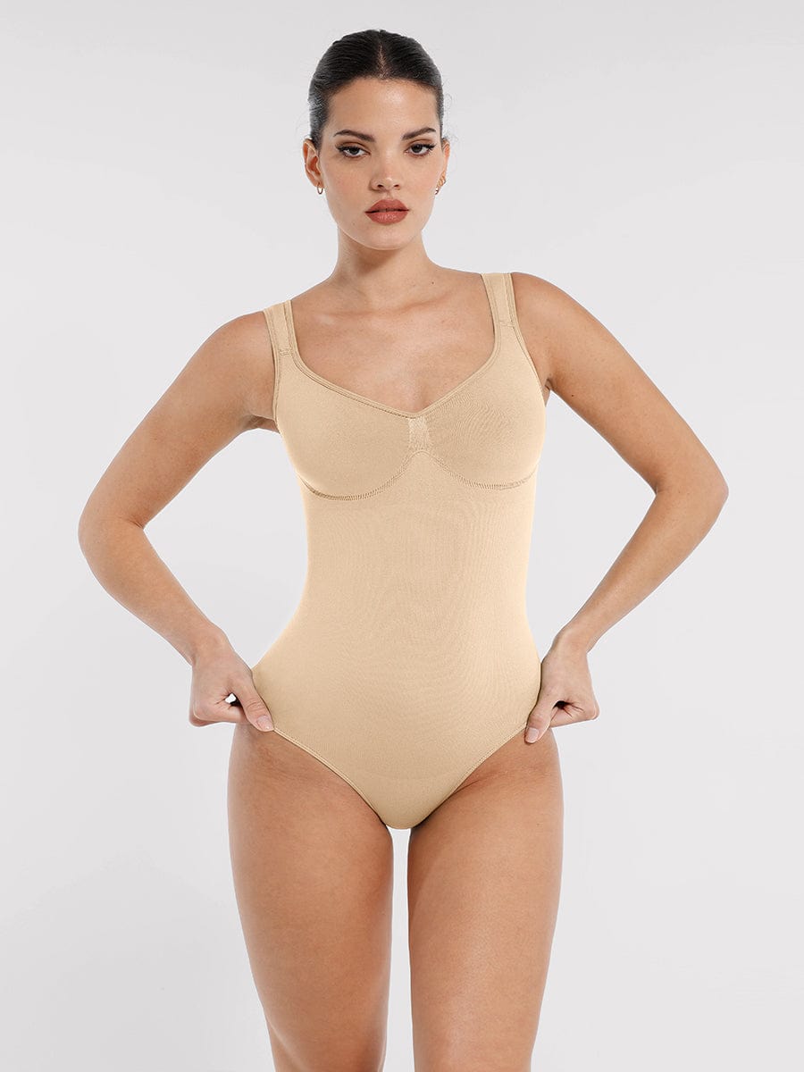 Diamond-Neck Bodysuit Met Slip