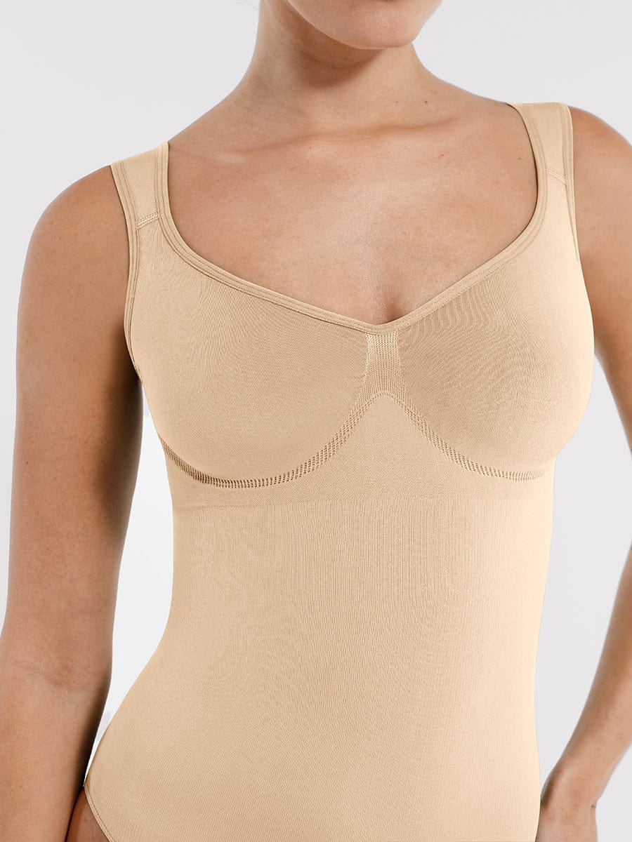 Diamond-Neck Bodysuit Met Slip